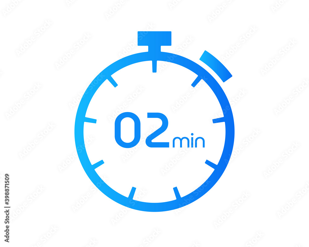 2 Minutes timers Clocks, Timer 2 mins icon, countdown icon. Time measure.  Chronometer vector icon isolated on white background Stock-Vektorgrafik |  Adobe Stock