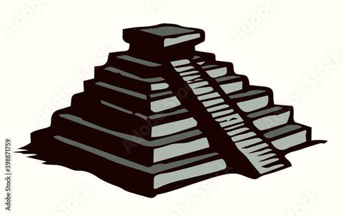 Mayan pyramids. Vector drawing icon