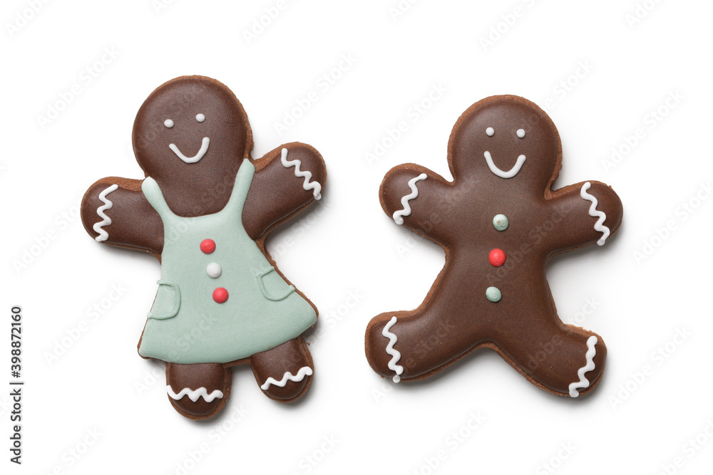 Gingerbread man cookie isolated on white background. Serie of photos. Gingerbread man cookie isolated on white background. Serie of photos.