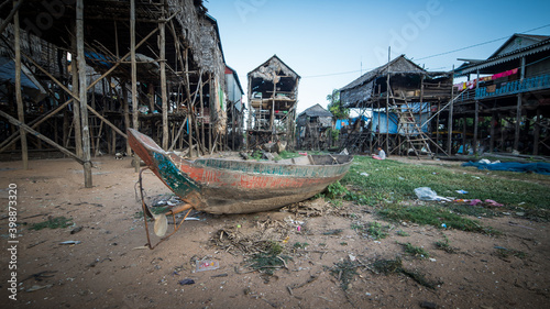 Floating village of Komprongpok at Tonle Sap lake in Cambodia