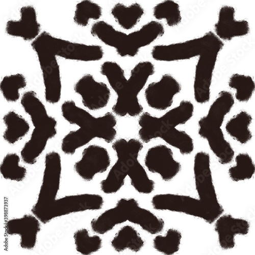 Fotografie Black charcoal drawn folk tribal print