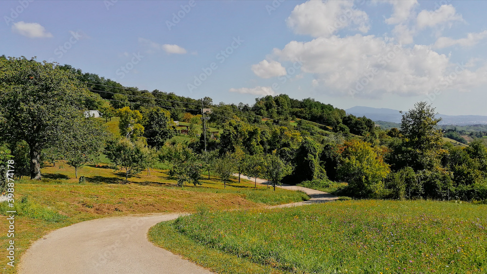 Country road in Klake, village near Samobor in Croatia