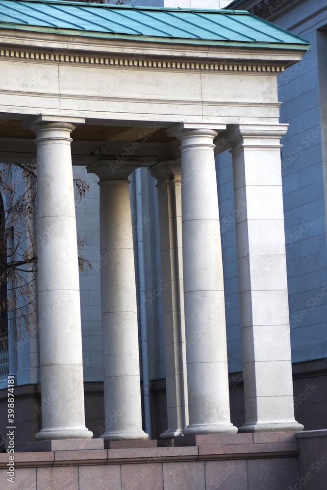 The collonade. Architecture of Archangelskoye park in Moscow, Russia.