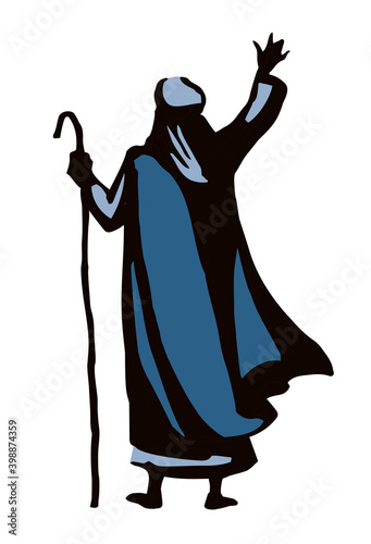 Moses with the staff. Vector drawing