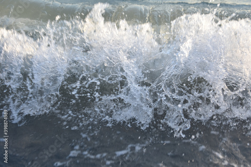 waves foam on the sea