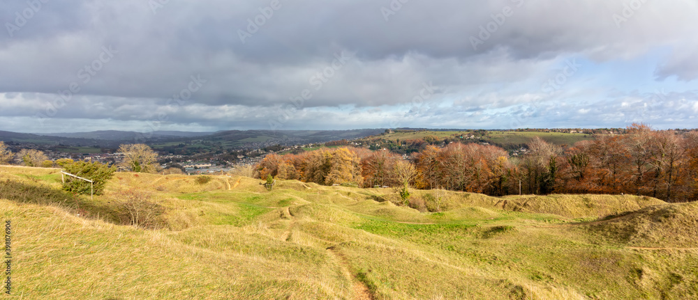 Autumnal view from Selsley Common towards Stroud, The Cotswolds, Gloucestershire, England, United Kingdom