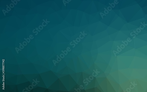 Dark Blue, Green vector abstract polygonal texture. Triangular geometric sample with gradient. Triangular pattern for your business design.