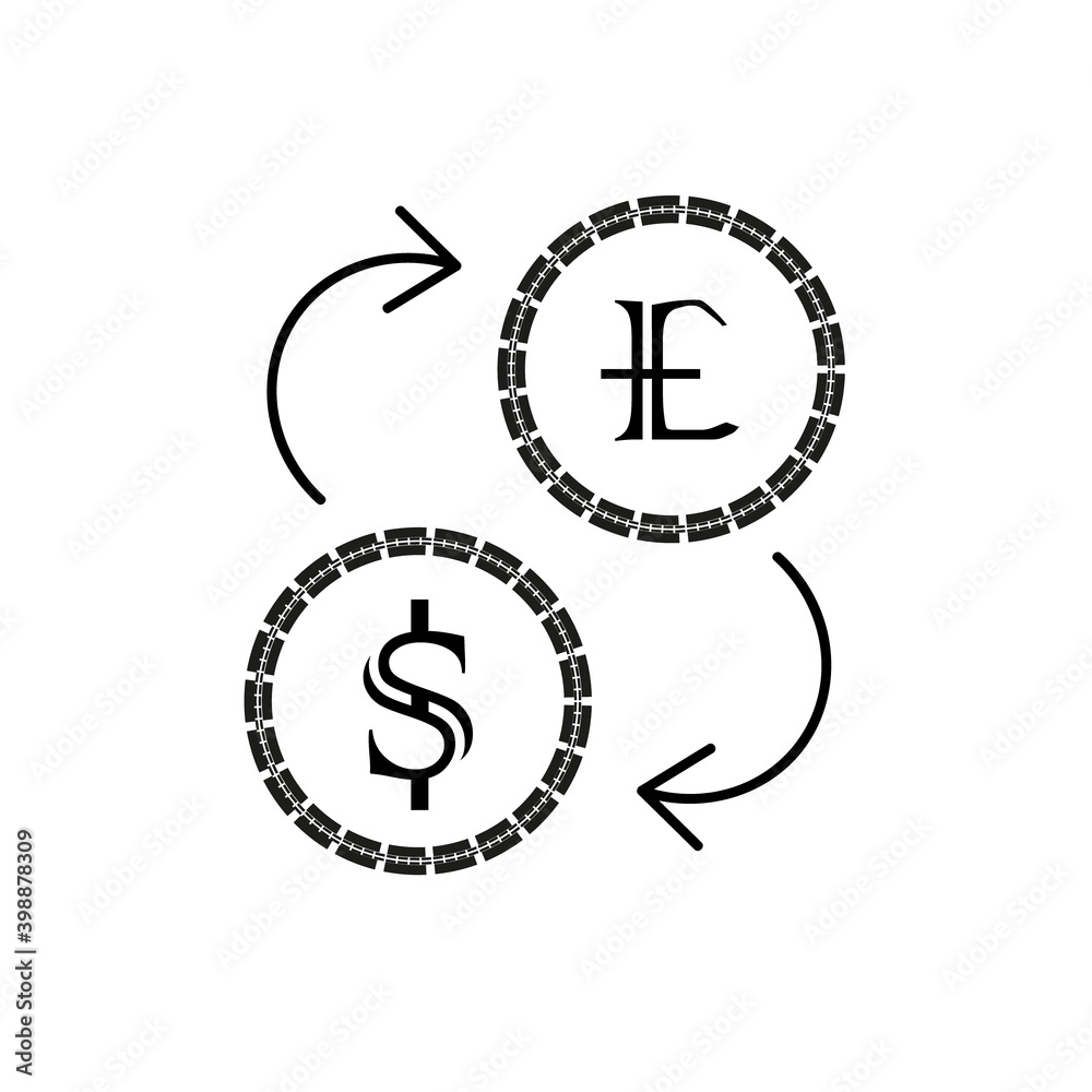 Exchange dollar for yen icon. Finance vector stock illustration isolated on white background eps10 Exchange dollar for yen icon. Finance vector stock illustration isolated on white background eps10