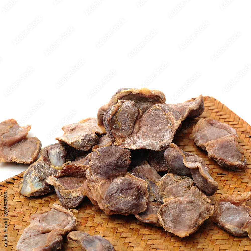 Fototapeta premium Chinese Waxed Salted Chicken gizzard on white background