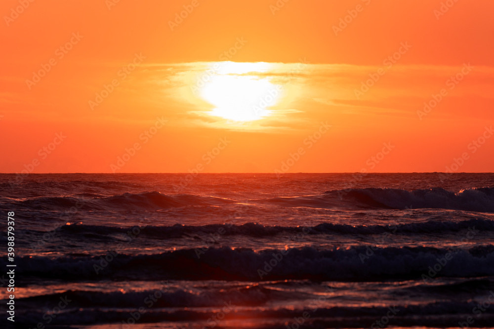 Sunrise over ocean view from beach. Gold Coast, Australia
