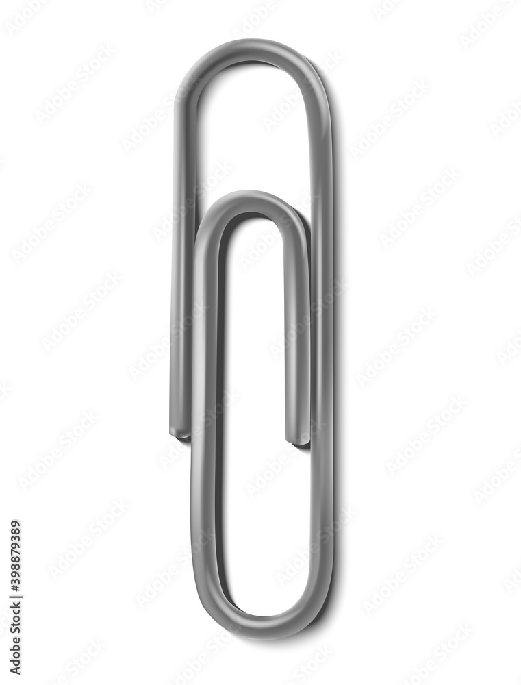 3d realistic vector metal paper clip. Isolated on white background. 3d realistic vector metal paper clip. Isolated on white background.