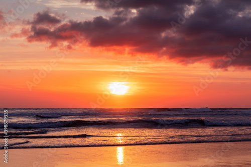 Sunrise over ocean view from beach. Gold Coast, Australia