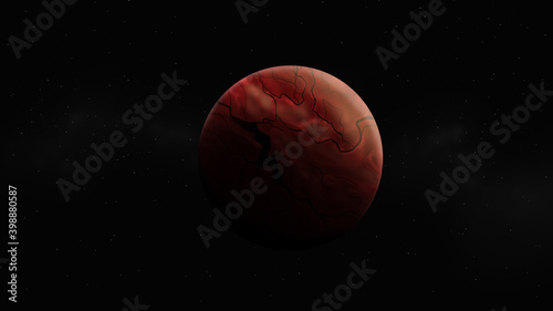 Blue ice planet art illustration. Big water planet with two moons. Popular space exploration project for future study astrology. One big alien world cartoon game design. Rare real world picture.