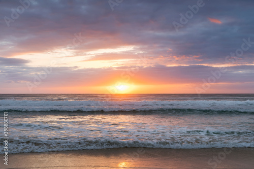 Golden sunrise view over ocean. Gold Coast  Australia