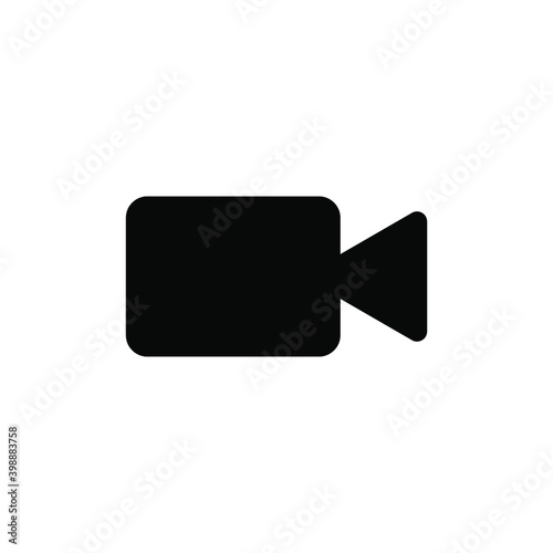black camcorder icon on white background, vector illustration