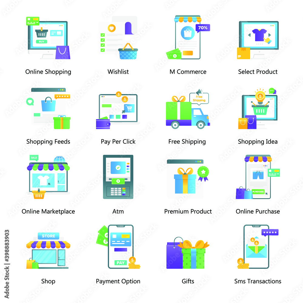 Ecommerce Flat Gradient Vectors Pack
Ecommerce Flat Gradient Vectors Pack