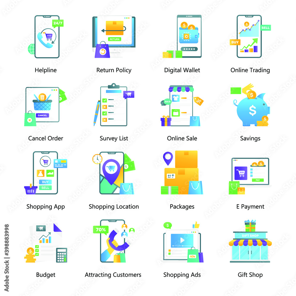 
Online Payment Flat Gradient Vectors Pack 
