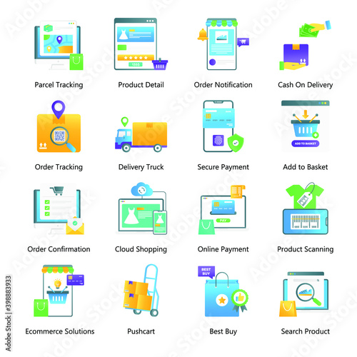 
Online Banking Flat Gradient Vectors Pack 
