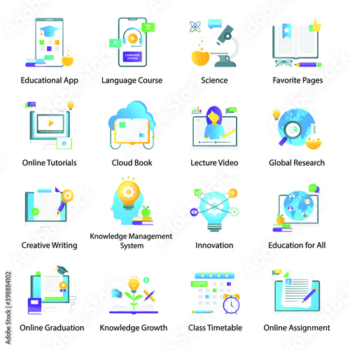 
Online Education Vectors in Flat Gradient Style 
