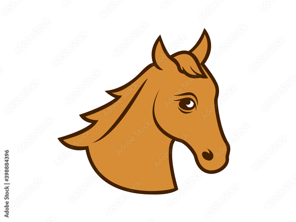 Fototapeta premium Stylized brown horse head icon vector. Beautiful silhouette brown horse head vector. Simple horse head icon isolated on a white background
