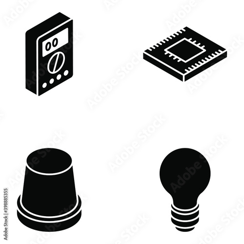 
Trendy Electric Tools Glyph Isometric Icons 
