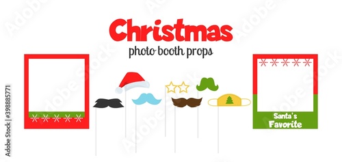 Christmas photo booth and scrapbooking vector set.