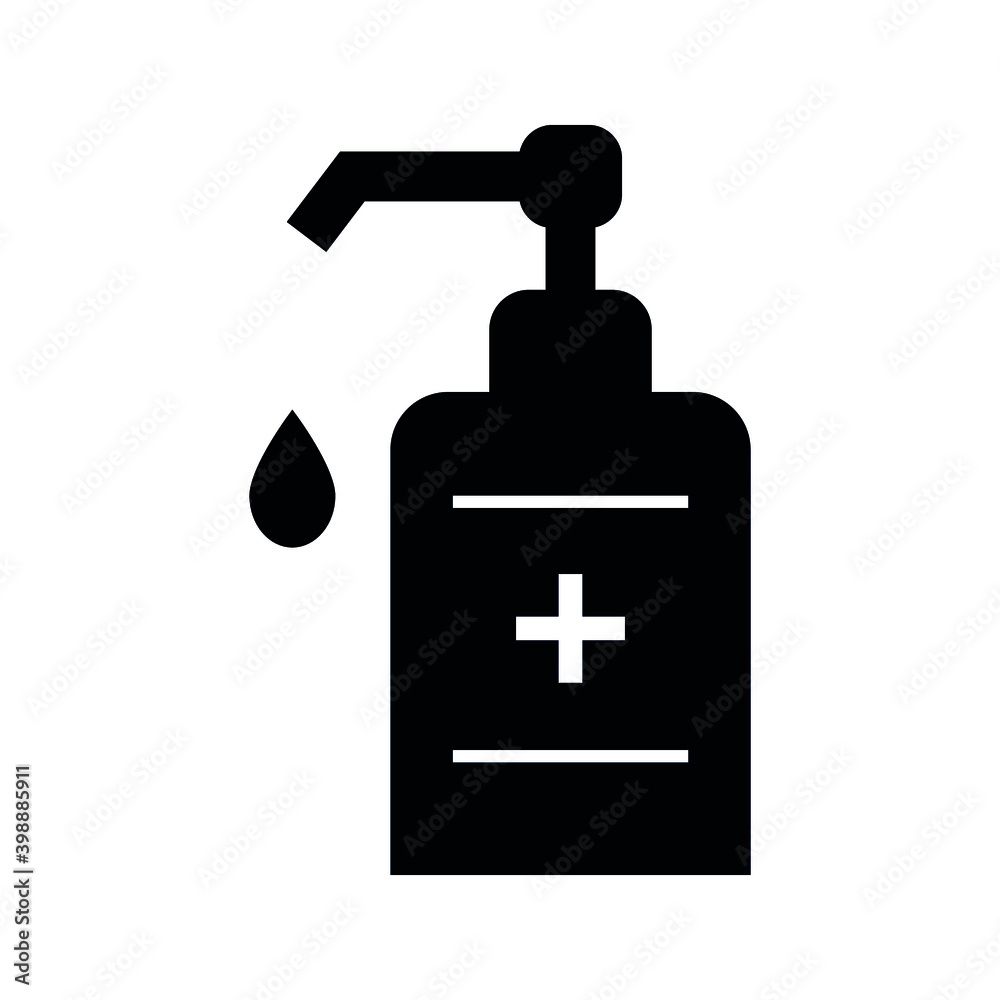 Washing hand with sanitizer liquid soap vector line icon on white background