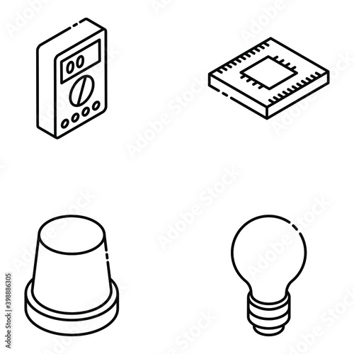 
Trendy Electric Tools Glyph Isometric Icons 
