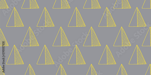 Hand drawn cute seamless pattern with shaded triangles in trendy colors of the 2021 year. Vector background for fabric, textile, scrapbook, gift wrapping. Ideal for children and baby projects.