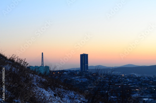 sunset over the city