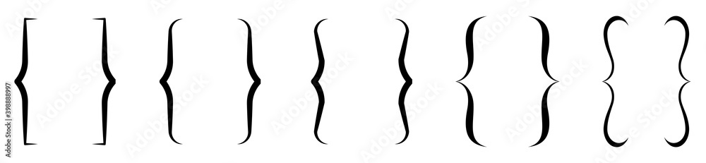 Bracket icon collection. Black bracket set. Set of Text brackets design
