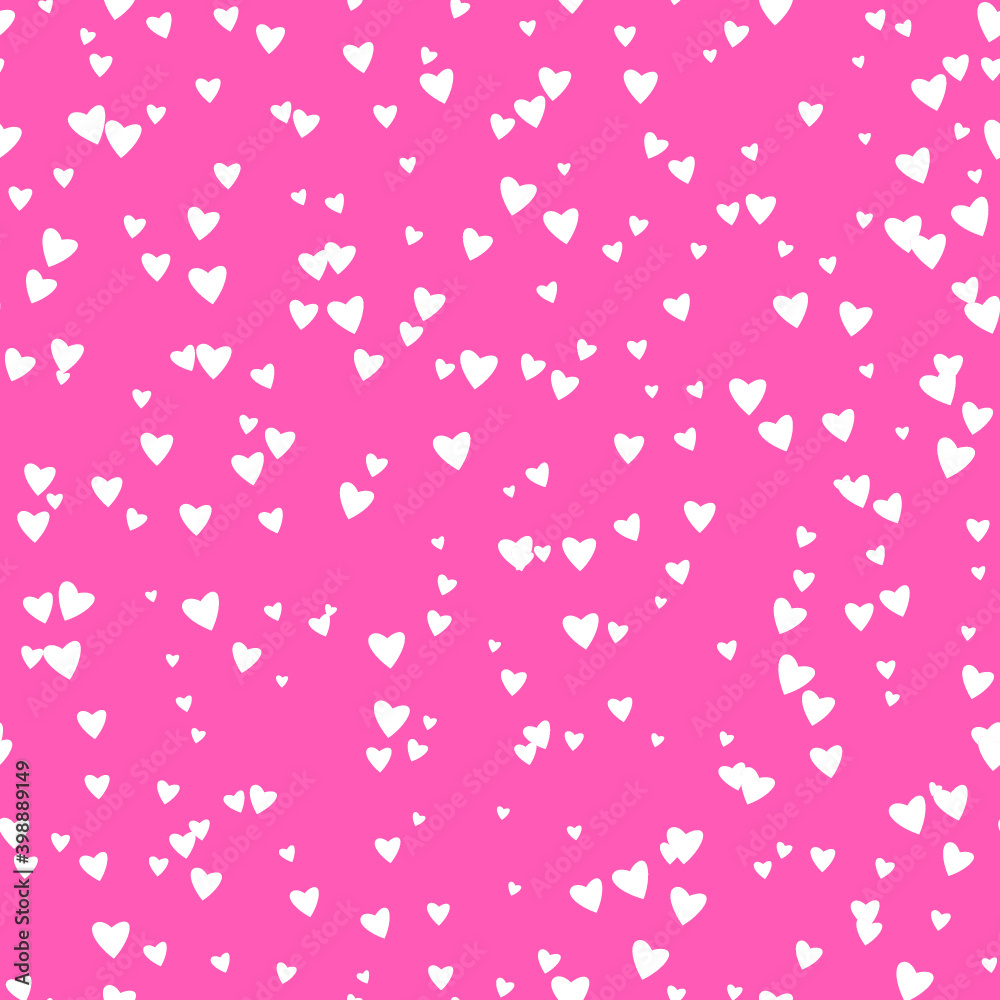Seamless pattern pink heart continuously on pink vector background. Repeating hearts texture for gift or screen background of love season.