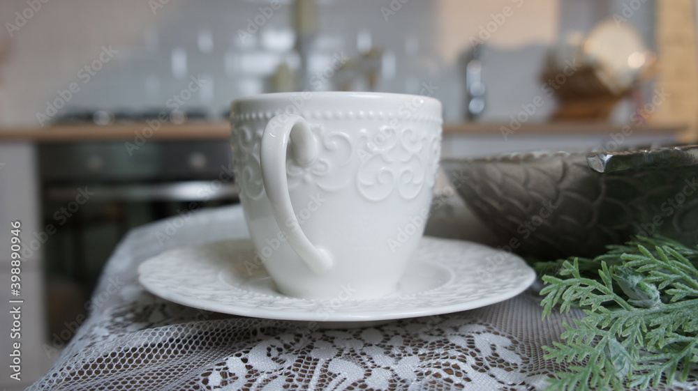 Tea set on the holiday table Tea set on the holiday table