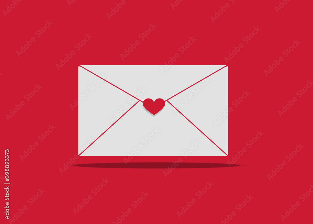 Latter with pink heart. Valentine's day. Sent love Latter with pink heart. Valentine's day. Sent love