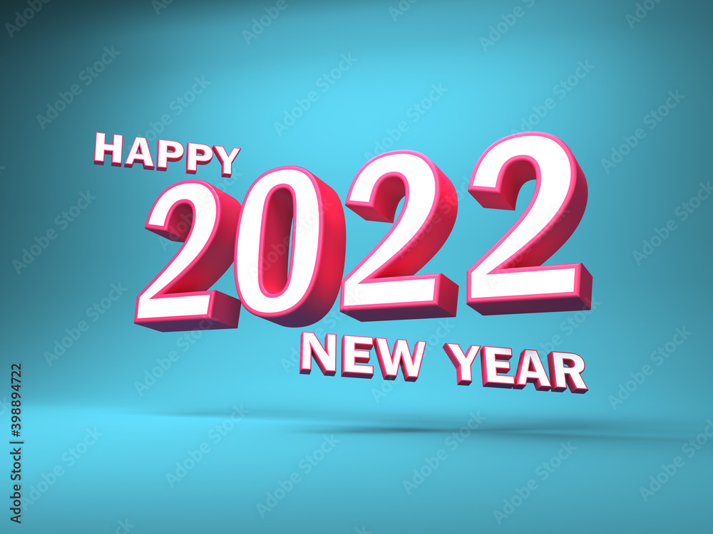 New Year 2022 Creative Design Concept with - 3D Rendered Image New Year 2022 Creative Design Concept with - 3D Rendered Image
