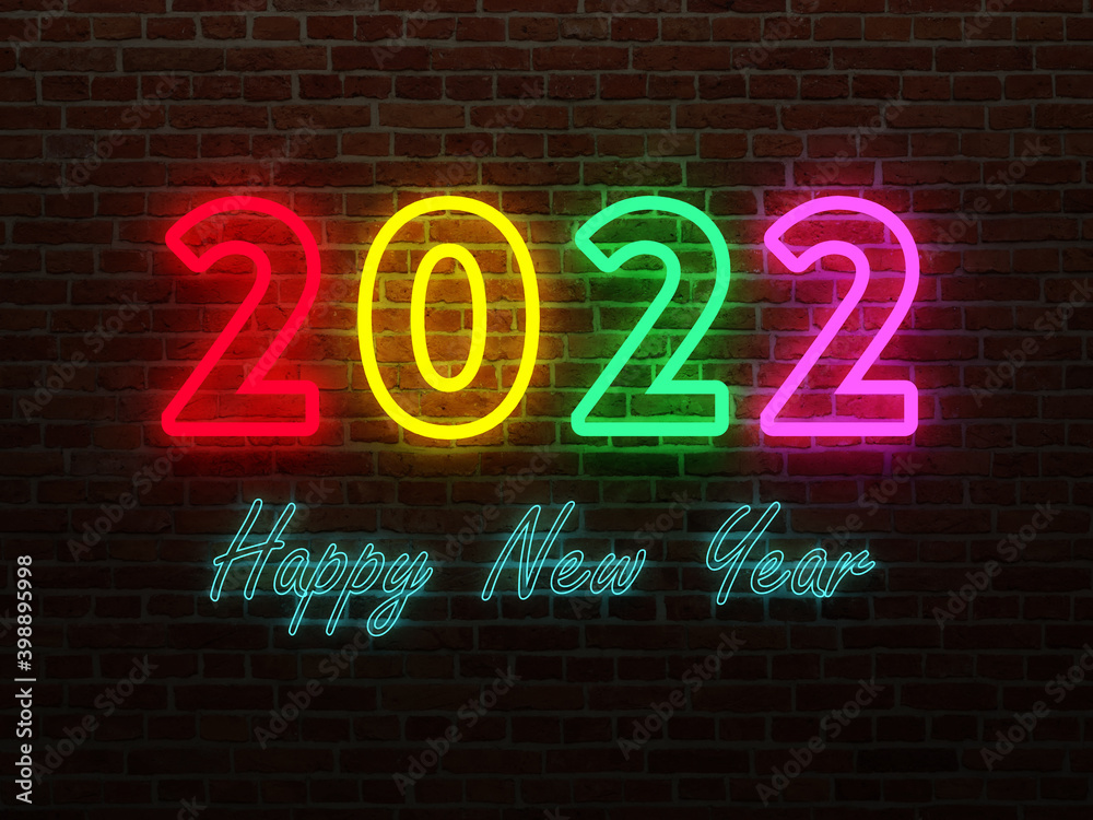 New Year 2022 Creative Design Concept with LED lights - 3D Rendered Image New Year 2022 Creative Design Concept with LED lights - 3D Rendered Image