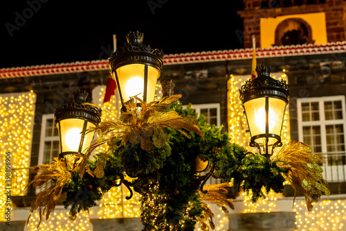 Ponta Delgada City Christmas Decorations Ponta Delgada, Azores - December 11, 2020