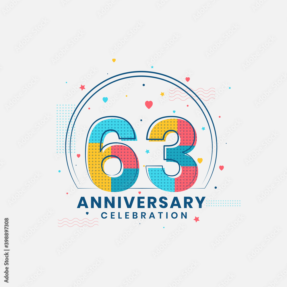 Fototapeta premium 63 Anniversary celebration, Modern 63rd Anniversary design