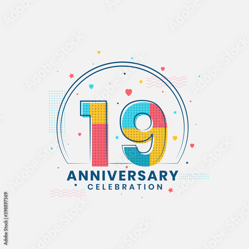 19 Anniversary celebration, Modern 19th Anniversary design