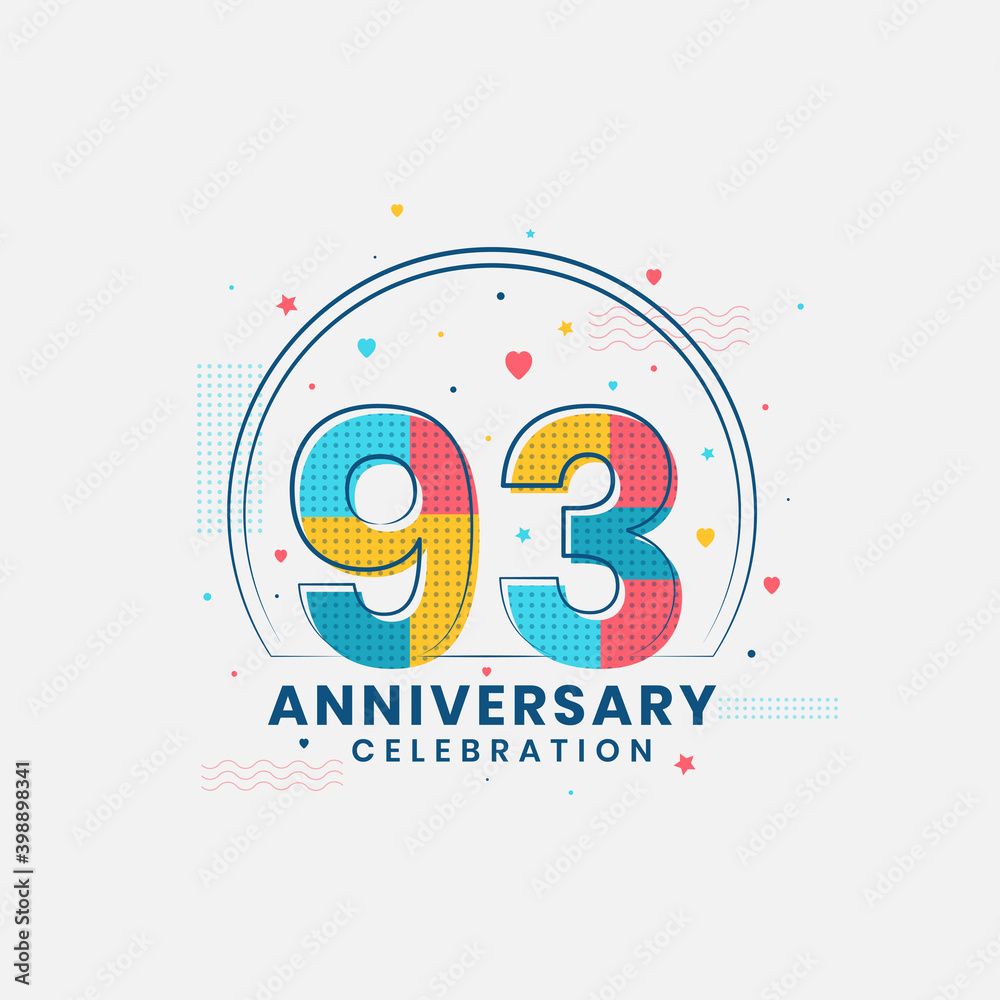 Fototapeta premium 93 Anniversary celebration, Modern 93rd Anniversary design
