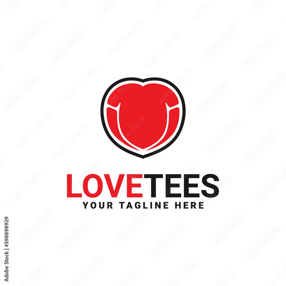 T-shirt logo design with heart icon combination