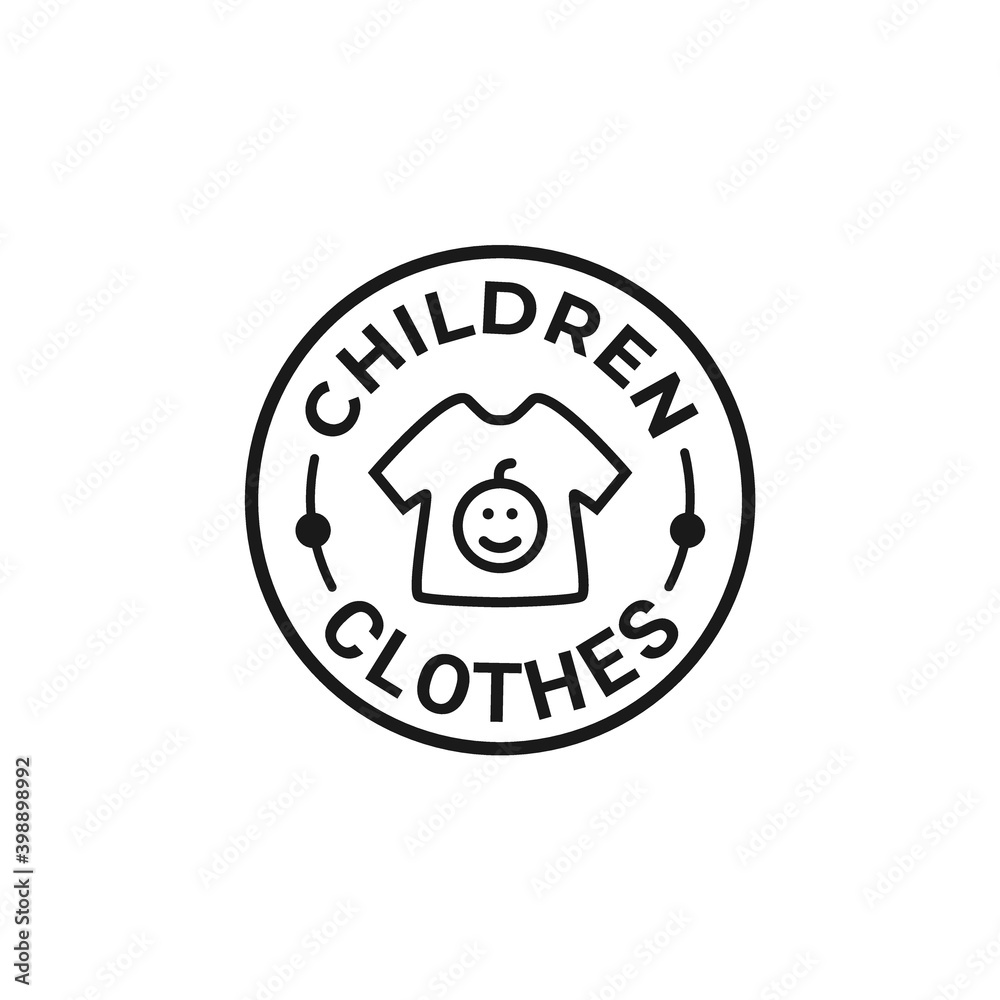 cute stamp logo design with line art for baby shop