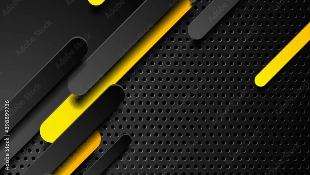 Black and orange stripes on dark perforated metallic background. Hi ...
