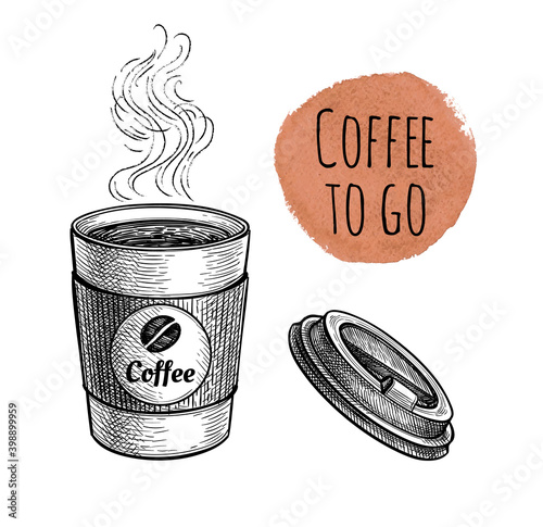 Ink sketch of coffe to go.