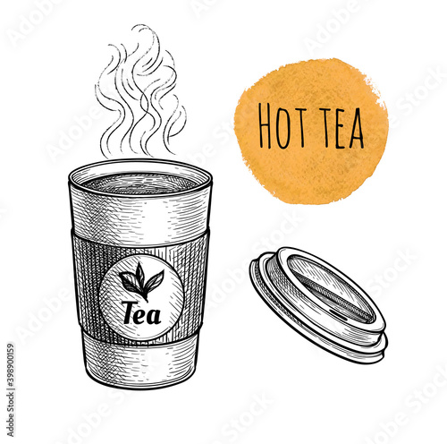 Ink sketch of hot tea.