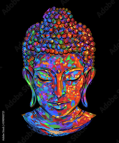 Existential isolated vector Image of Lord Buddha in the style of Abstract impressionism