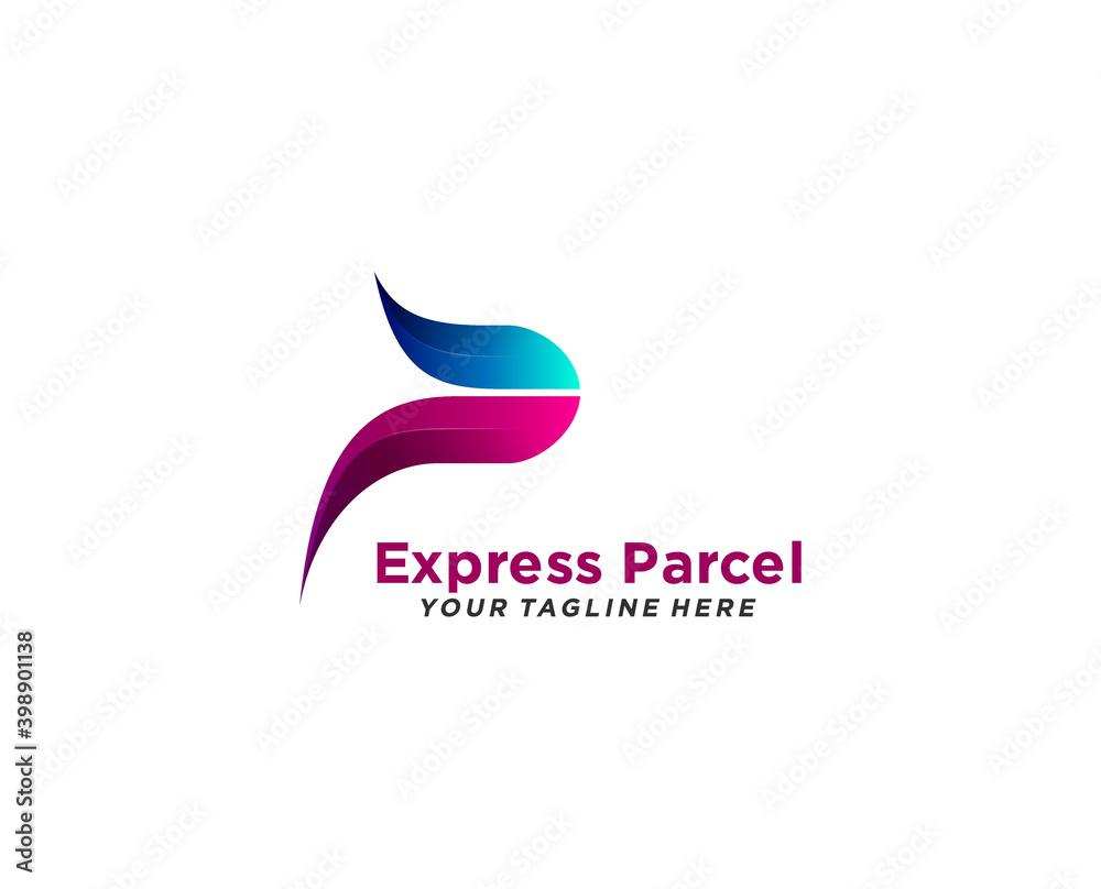 Delivery parcel logo design. Letter P with arrow