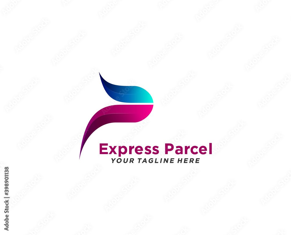 Delivery parcel logo design. Letter P with arrow Delivery parcel logo design. Letter P with arrow