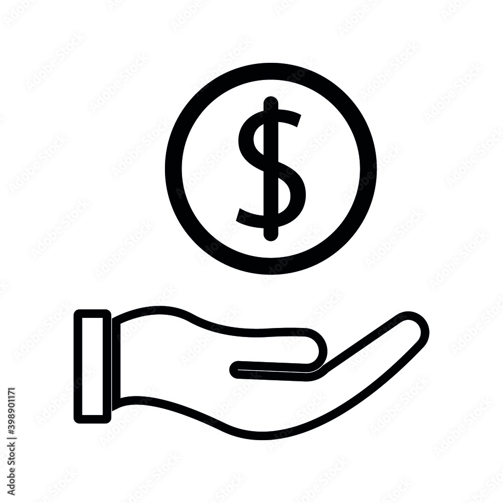 save money icon, salary money, invest finance, hand holding dollar. symbols on white background. vector illustration on white background save money icon, salary money, invest finance, hand holding dollar. symbols on white background. vector illustration on white background