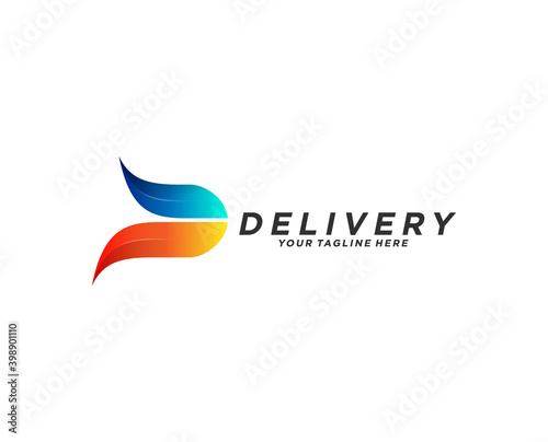 Delivery logo design. Letter D with arrow
